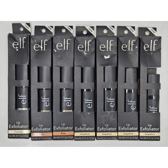 7 Pack E.L.F. Lip Exfoliator Grapefruit - Coconut - Rose NIB Sealed 0.11oz Each - Picture 1 of 2